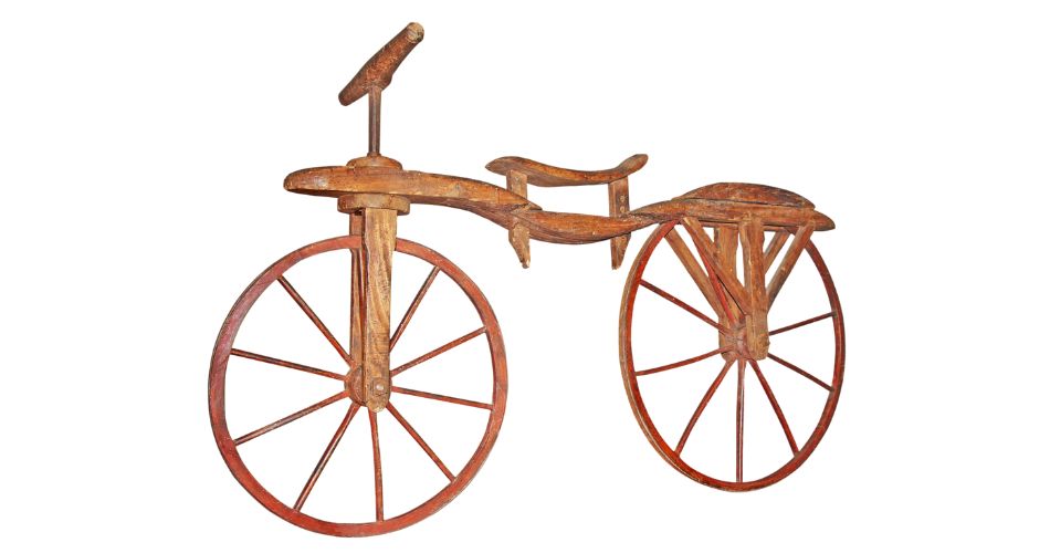 Old wooden bike from the twenties of the 19th century